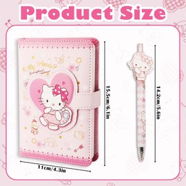 Ki-tty Diary Book, Cute Cat Notebook, Kids Leather Journal Notebook Set for Writing and Drawing, Kawaii Stationery Set with Pen Includes Colourful Inserts, Back to School Gift for Girl and Students