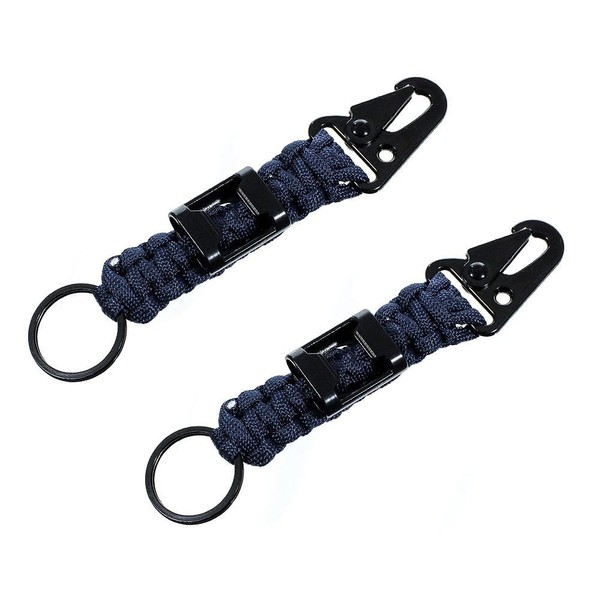 West Coast Paracord 2 Pack Paracord Survival Keychain with Bottle Opener and Split Keyring – Military Grade 7 Strand Type III 550 Lb (Navy)