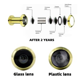 TOGU 220-degree Solid Brass Peep Holes for Door with 16mm Drill Bit, 0.63 inch Door Peephole with Privacy, Compatible with Door Thick from 1-3/8" to 2-1/6",PVD Gold Finish