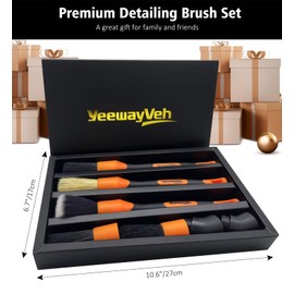 YeewayVeh Car Detailing Brush Set, 7 Pack Detail Brushes for Dashboard Engine Bay Air Vents Leather Seat Wheel Motorcycle Truck RV Exterior Interior Car Detailing Kit with Two Elbow, Orange