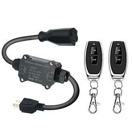 NEWNEWLIU AC110V Waterproof Remote Control Power Switch with 164ft Long Range,AC110V/120V/250V/20A Wireless Remote Switch with Outdoor Weatherproof Smart Outlet for asmonitor, Printer, Speakers ECS
