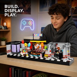 1388PCS Horror Game Building Block Set for Creative Play - Detailed Dining Room and Bar Scene Display
