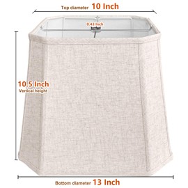 TOOTOO STAR Square cut corner lampshade, 10x13x10.5 inch medium table lamp shade floor lamp Beige Lamp shades Natural Linen Hand Crafted, Easy Assembly Required