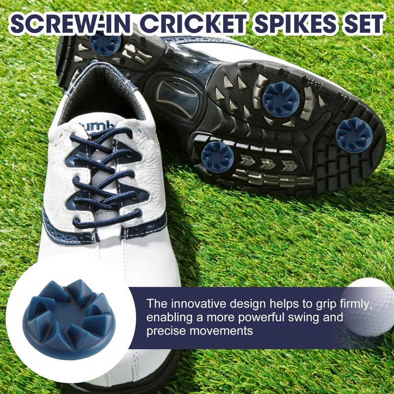 22PCS Screw-in Cricket Spikes with Spanner Blue Cricket Shoe Studs