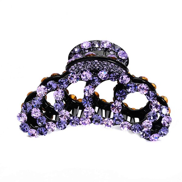 Suoirblss Woman Glinted Crystal Hair Clip Claw Pins Large Fancy Rhinestones Claw Clip Jaw Clips for Thick Hair (violet)