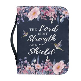PCSJRKG Hummingbird Verse Flower PU Leather Bible Tote Bag for Men Women, Girls Boys Bible Case, Multi-Functional Bible Cover with Handles and Zipper Suitable for School, Church, Office or Travel