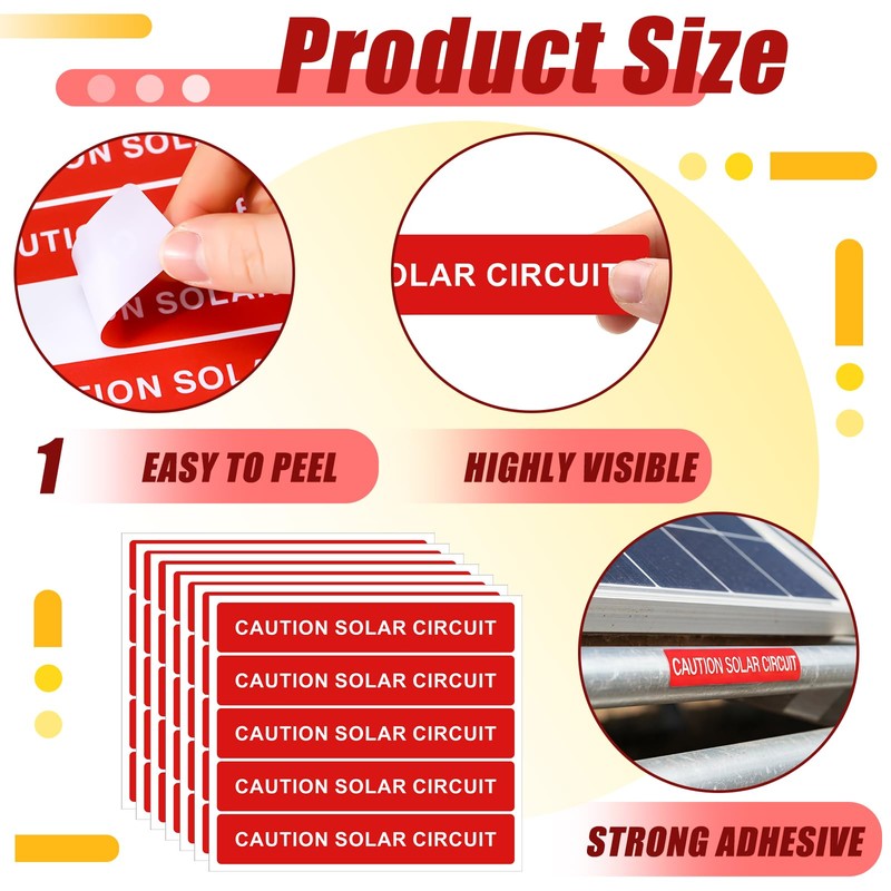 Trandraft 250 Pcs Caution Solar Circuit Stickers - Pv Safety