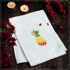 Candy Cottons Pineapple Embroidered Cloth Dinner Napkins Cotton 18x18 in Washable Napkins Cloth|Absorbent Reusable Spring Easter Basket Decor Pk of 6 Table Napkins Cocktail Party Hotel Cafe Napkins