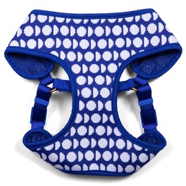 The Dodo Dog Harness, Blue Dodo Print, Size Medium; Easy Step-in Harness for Dogs; Breathable Mesh Fabric; Snap-Together, Pinch Release Buckle, Ring for Leash Attachment; Everyday Pet Apparel