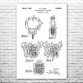 Handcuffs Poster Print, Detective Gift, Police Decor, Law Enforcement Art, Sheriff Gift, Bail Bondsman, Deputy Gift Black & White (12 inch x 18 inch)