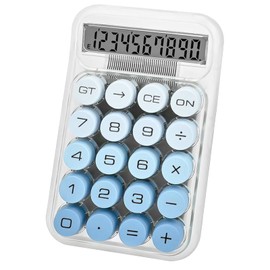 1-Pack Mechanical Switch Calculator with 10 Digits Large LCD Display, Cute Basic Calculator with Big Button Anti-Slip Pad, Transparent Body, for Home School Office Desk Business - Blue
