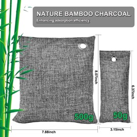 Jitejoe Activated Charcoal Odor Absorber, Bamboo Charcoal Air Purifying Bags for Home, Car Air Freshener, Moisture Absorber Closet Room Deodorizer Odor Eliminator Gym Bag Shoe Deodorizer (500g)