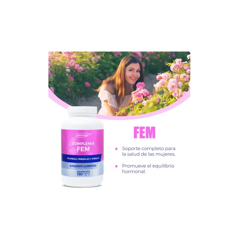 Complemix Fem Multivitaminico | 160 Cápsulas | Naturagel Sabor Sin