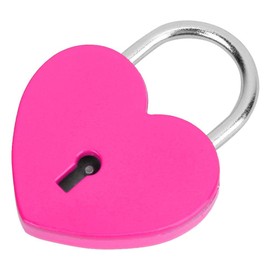 Heart Lock, Colorful Metal Mini Padlock with Key for Jewelry Box Storage Box Diary Book 45x59mm(Rose Red)
