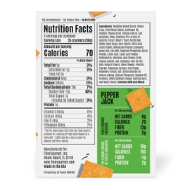 Fiber Gourmet Pepper Jack Thinables Baked Cheese Crackers – Low Calorie, High Fiber Snack – 6g Net Carbs, 70 Calories, 13g Fiber, 5g Protein – Kosher, Made in USA with Real Cheese - 4.25 oz