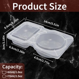 Yumatouch 20 Sets Snack Containers, Snack Pack Containers with Lid, Double Compartment Condiment Container, Plastic Container for Sauce Salad Snacks Travel Take-out Food