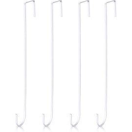 15 Inch Wreath Hanger Hooks Over Door Metal Hooks Practical Clothes Towel Hanger Hooks for Christmas Front Door Decorations (White,4 Pieces)