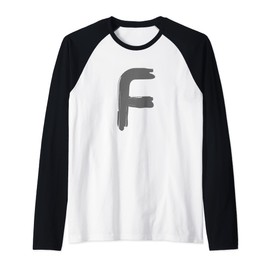 Creative Bold Dark Grey Letter F - Alphabet - Marker Design Raglan Baseball Tee