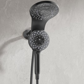 EAARSUO Magnetic Large Rain Shower Head with Handheld Spray, High Pressure Dual Shower Heads with Handheld Spray Combo, Magnetix Waterfall Showerhead with 8 Spray Modes and 71" Hose (Matte Black)