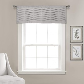 Lush Decor - Cenefa de Textura Ondulada Gris Claro de 45,7 x 132 cm, Cortina de Cocina Plegable con Volantes Plisados (Individual)