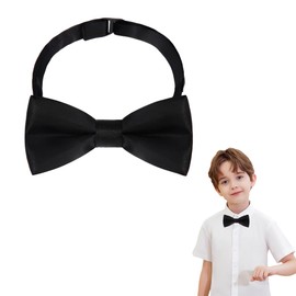 Adjustable Black Bow Tie for Kids Boys Bow Ties Tie Pre Tied Bow Tie Satin Neck Tie Bowtie for Kids Boys Bow Tie Clip on Toddles Child Black Bowtie School Uniform Bow Tie for Boys Girls