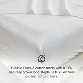 DOZ 100% GOTS Certified Organic Cotton Sheet Set, Crisp Percale Weave, Long Staple, Breathable, Matte Finish, Hotel Style, Durable, 3pc – 2 Pillowcases 1 Fitted (Snow, King)
