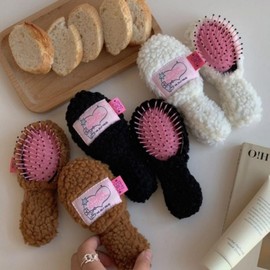 Small Portable Curly Hair Brush Comb Cute Beige 10ea