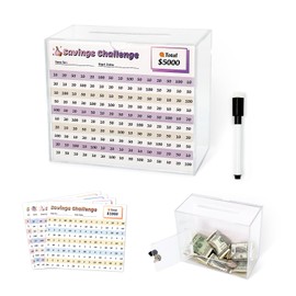 GLColl Reusable Money Saving Box with Key, Clear Piggy Bank for Adults Teens, Openable Savings Challenge Box, Suitable as a Tip Jar or Donation Jar (Small)