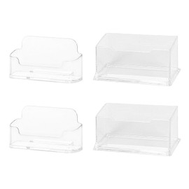 LSYYSL 4 Pieces Transparent Business Card Box, Plastic Business Card Box, Office Supplies, Desktop Card Storage Box, Card Display Box