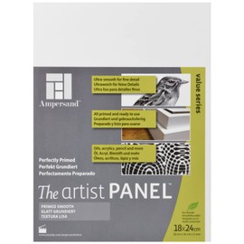 Ampersand Panel Primed Smooth para Pintar con Óleo, Acrílico y Dibujo con Grosor de 3 mm, 18 x 24 cm