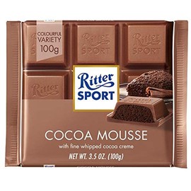 Ritter Sport Milk Chocolate with Cocoa Mousse Filling 100g/3.52oz (Pack of 8)