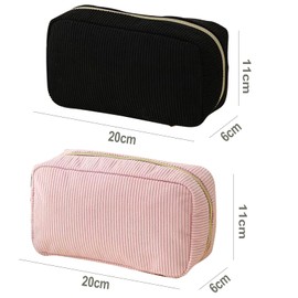 Yicoovey Pack of 2 Cosmetic Bag, Cord Make Up Bag, Small Cosmetic Bag, Cosmetic Bag Set, Travel Cosmetic Bag, Zip Bag for Women, Cosmetic Bag for Handbag, pink and black