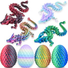 LOCYFENS 3D Printed Dragon Egg 4 Pack, 3D Printed Animals Fidget Toys Kid, Small 3D Printer Dinosaur Dino Eggs Toy Easter Gifts for Kids Boy Girls