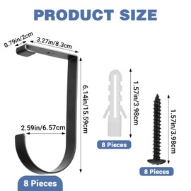 JOUTYFOR 8 Pcs Add on Storage Hook Accessory Overhead Garage Hooks for Ceiling Rack and Wall Shelving, Bike Hanging Hooks Flat Hooks, Black