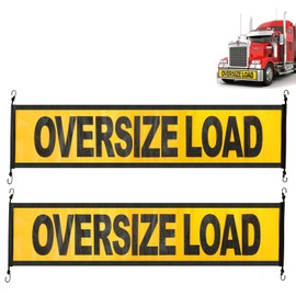 Oversize Load Signs for Trucks 2 Pack Oversized Loaded Banner Warning Products with Metal Hooks and Stretch Cord for Guard Vehicles, Cars, Trucks,18" x 84"