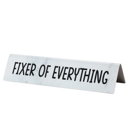 Stainless Steel Desk Plate “Fixer of Everything” Funny Work Sign for Admins, Problem Solvers, Workplace Gifts for Teams and Coworkers – Office Desk Name Plate VTP60