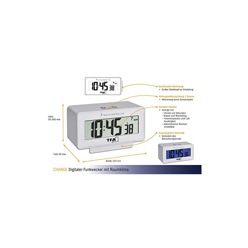 TFA 60.2544.02 Radio-Controlled Alarm Clock