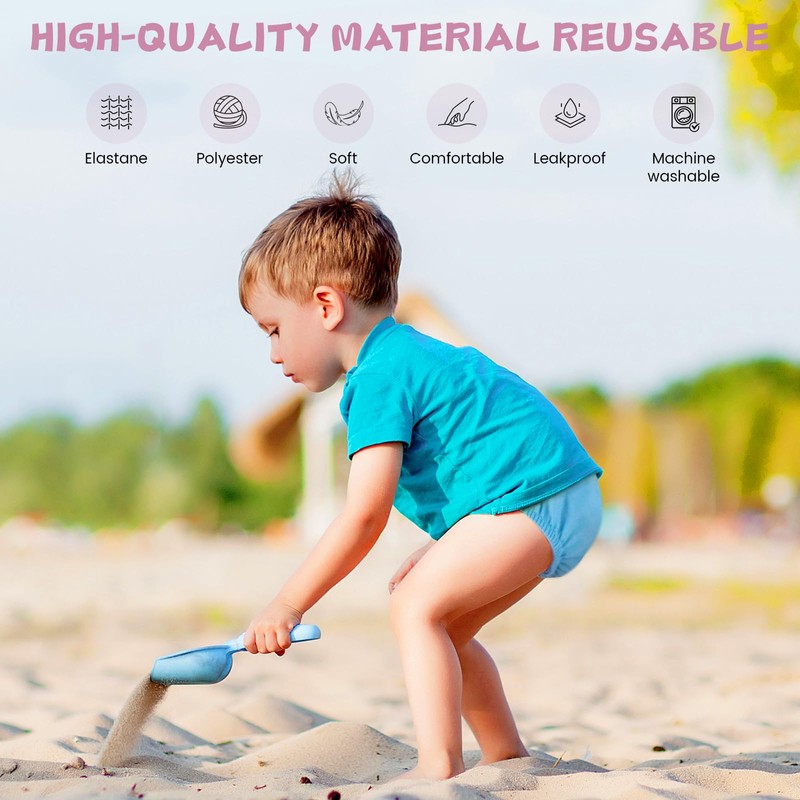HECCEI Reusable Swim Nappy for Babies, Skin-Friendly with Adjustable Waistband,