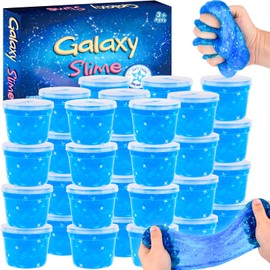 24 Pack Blue Galaxy Star Slime, Slime Cup Bulk Party Favor for Kids, Soft, Wet, Non Sticky, Stress & Anxiety Relief, Birthday Gifts, Classroom Rewards, Goodie Bag Stuffers for Girls & Boys