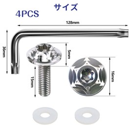 HiLiBoom License Plate Bolt M6 Anti-theft Screw Titanium Alloy Snowflake Design for Car (Silver 4 Pcs)