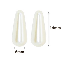 PPhtony 6x14mm Plastic Faux Teardrop Pearl Beads Imitation Waterdrop Pearl Beads for Pendant Necklace Earrings Christmas Wedding Head Band Headpieces DIY Craft Jewelry Making, 100PCS (Beige)
