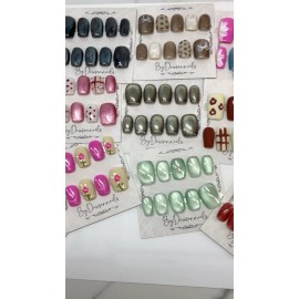Handmade GRAB BAGS 4 pairs RANDOM DESIGN HANDMADE NAILS NONE 3D collection sz M Short LOT