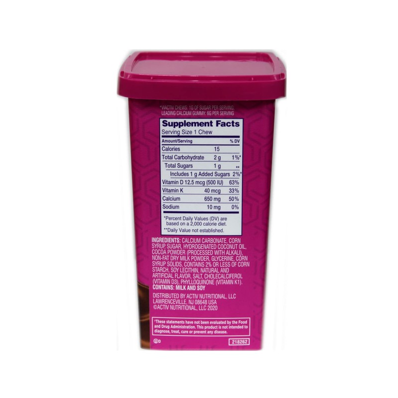 Viactiv Calcium +Vitamin D3 Supplement Soft Chews, Milk Chocolate, 100