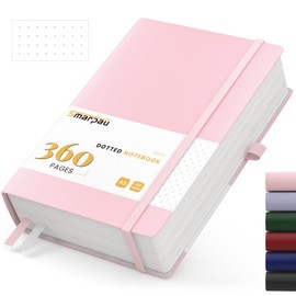 Notebook A5, hardcover, 360 pages, dotted journal, diary, lined with 100 gsm premium paper, the college pad is suitable for writing and noting, 14.5 x 21 cm, pink