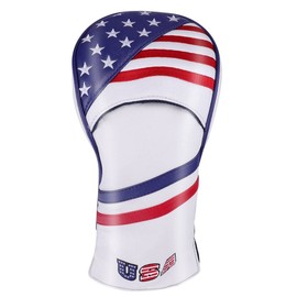 Select Plaza Luxury PU Leather 2 Piece Head Cover for Driver Wood FW 2 Piece Utility UT Set of 5 American Flag Pattern with USA Flag Conversion Doug