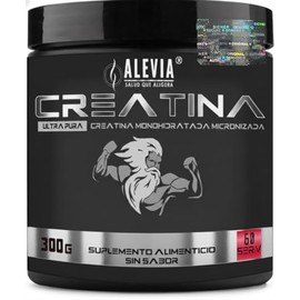 ALEVIA Creatina Monohidratada Micronizada Premium 300 g | 60 Servicios, 5 g por Porción | Creatina Pura Sin Sabor | Alta Disolución | Suplemento Depor