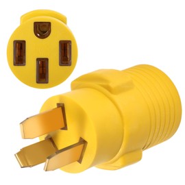 NEMA 10-50P to 14-50R Adapter Connector, VSEER 50Amp 120V/250V 3 Prong Male Plug to 4 Prong Female Receptacle, for Generator RV EV Charger, Yellow