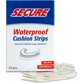 Secure Denture Adhesive Strips – Zinc Free – Waterproof – Comfortable Cushion Fit for Lowers – Extra Firm All-Day-Hold – No Mess – Clean Ingredients – 45 Strips (3 Pack)
