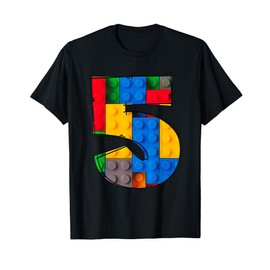 5 Year Old Blocks Building Master Builder 5th Birthday Boy T-Shirt