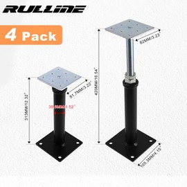 RULLINE 2-Pack Adjustable Floor Jacks, 12.5-16.5 Inch Heavy-Duty Support Posts for House Leveling, Mini Screw Jacks for Lifting and Stabilizing Floors, Decks, and Crawl Spaces